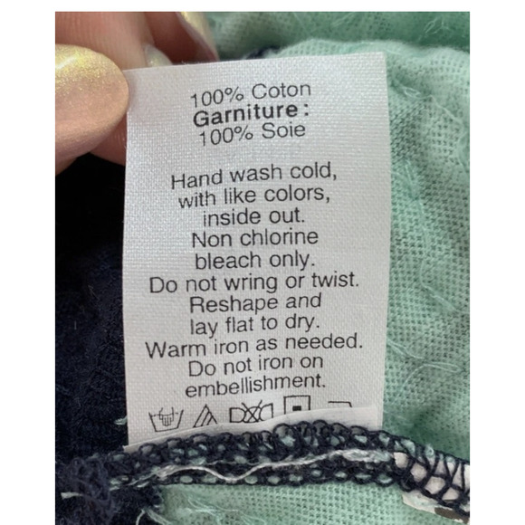 J Crew Shirt Womens Small Navy Green Sequins Silk Trim Tank Top Style 14302 - Picture 7 of 7